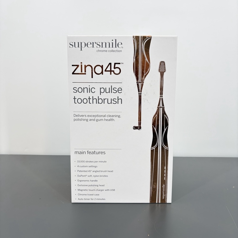 Supersmile Zina45 Sonic Pulse Toothbrush Rechargeable Electric Brush Chrome Rose